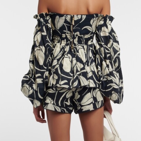 AGUA BY AGUA BENDITA Jamaica Off-Shoulder Printed Linen Peplum Top - Picture 5 of 5